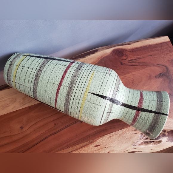 16" BAY KERAMIK, MCM CERAMIC 1960's W. GERMANY MINT GREEN VASE - Picture 8 of 10